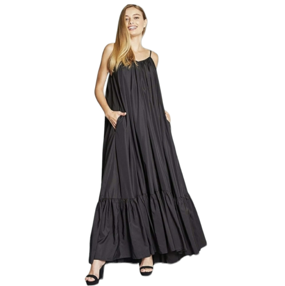 TOV Los Angeles Elegance Rideau Maxi Dress Black